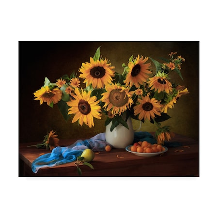 Tatiana Runner 'Still Life With Sunflowers And Yellow Plums' Canvas Art,18x24